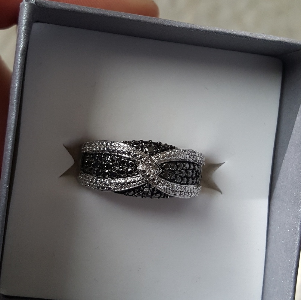 Black and white diamond ring